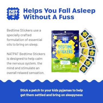 NATPAT Sleepy Patch Bed Time Stickers for Kids - Sleep Promoting Patch - Non-Toxic Solution for Better Sleep - Chemical & Drug Free, Melatonin Free - Buzz Patch Natural Patch (24 Pack)