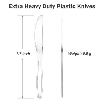 Dealusy 100 Count Heavy Duty Clear Plastic Knives