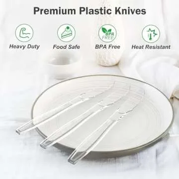 Dealusy 100 Count Heavy Duty Clear Plastic Knives