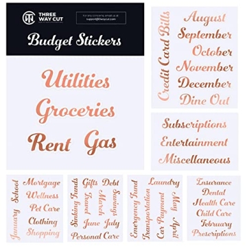 Budget Stickers Rosegold for Cash Envelopes, Vinyl Budgeting Sticker Labels, Binder Envelope Label O...