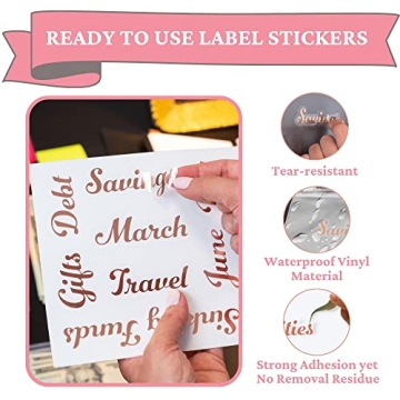 Rose Gold Budget Stickers for Cash Envelopes & Organizers