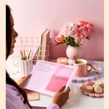 Desktop Thickened Acrylic Dry Erase Board to do List Planner Board，12"x10"，Tabletop Whiteboard with Stand，Frameless Pink Dry Erase White Board，for Office/Home/School