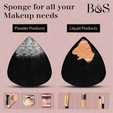 BLEND & SNAP Large Velour Triangle Makeup Puff for Smooth & Flawless Coverage – Blotting Sponge for Foundation & Concealer / Powder Press Pad – Precision Tip for Easy Application – Makeup Artist