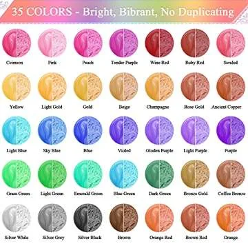 35 Colors Pigment Powder Dye, Natural Cosmetic Grade Mica Powders Set for Epoxy Resin, Bath Bombs, Candle Making, Soap Colorant, Lip Gloss, Paint, Slime Pigment, Nail Polish, DIY Art Crafts (5G/Jar)