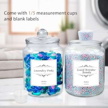YoenKtss 1/2 Gallon Glass Storage Jars for Laundry Room Organization, 2 Pack Apothecary Jars with Li...