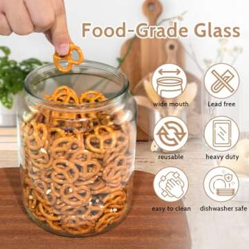 YoenKtss 1/2 Gallon Glass Storage Jars for Laundry Room Organization, 2 Pack Apothecary Jars with Lids, Flour Sugar Storage Containers for Kitchen