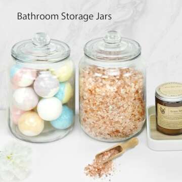 YoenKtss 1/2 Gallon Glass Storage Jars for Laundry Room Organization, 2 Pack Apothecary Jars with Lids, Flour Sugar Storage Containers for Kitchen