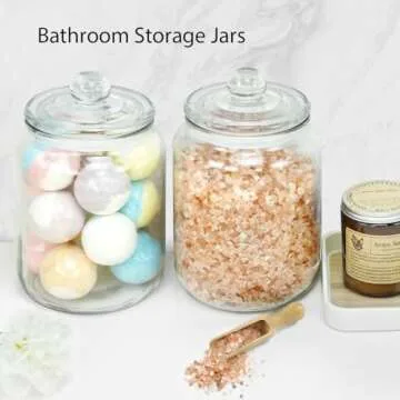YoenKtss 1/2 Gallon Glass Storage Jars for Laundry Room Organization, 2 Pack Apothecary Jars with Lids, Flour Sugar Storage Containers for Kitchen