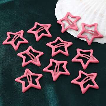 Stylish Pink Star Hair Clips for All Ages - 10 Pack