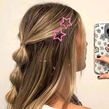 Stylish Pink Star Hair Clips for All Ages - 10 Pack