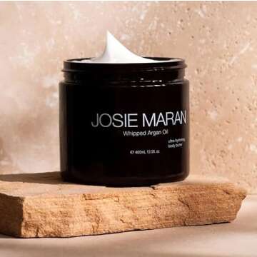 Josie Maran Whipped Argan Oil Body Butter (13.5oz) - Nourishing Body Cream - Quick-Absorbing Moisturizer - Organic Argan Oil from Morocco