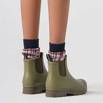 Planone Short Rain Boots Women Wide Width Fashion Waterproof Chelsea Boots for Women Matte Outdoor Garden Shoes Ankle Muck Boots for Ladies Non Slip Work Shoes Rubber Boots with Premium Comfort Insole
