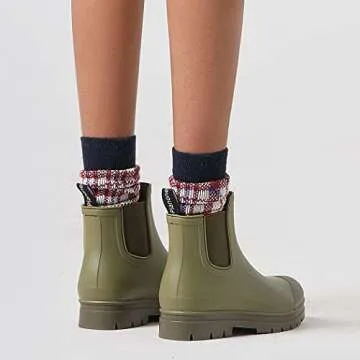 Planone Short Rain Boots Women Wide Width Fashion Waterproof Chelsea Boots for Women Matte Outdoor Garden Shoes Ankle Muck Boots for Ladies Non Slip Work Shoes Rubber Boots with Premium Comfort Insole