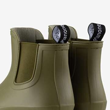 Planone Short Rain Boots Women Wide Width Fashion Waterproof Chelsea Boots for Women Matte Outdoor Garden Shoes Ankle Muck Boots for Ladies Non Slip Work Shoes Rubber Boots with Premium Comfort Insole