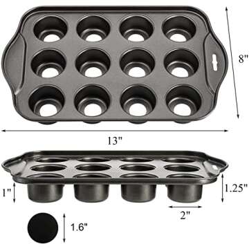 Tosnail 12 Cavity Mini Cheesecake Pan with 24 Pieces Removable Bottom