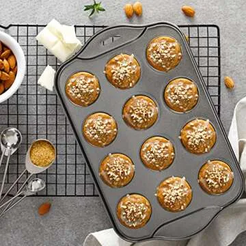 Tosnail 12 Cavity Mini Cheesecake Pan with 24 Pieces Removable Bottom