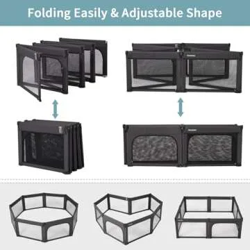 Doradotey Baby Playpen, Shape Adjustable Large & Small Baby Playard for Babies and Toddlers, Foldable Playpen Baby Fence Indoors Play Center Yards, Breathable Mesh Anti-Fall Play Pens(71x79 Black)