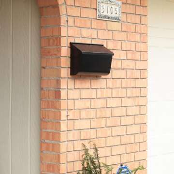 Architectural Mailboxes Woodlands Galvanized Steel Wall Mount Mailbox, L4010WBAM, Black, Medium Capa...