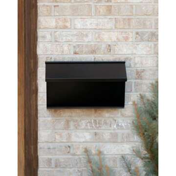 Architectural Mailboxes Woodlands Galvanized Steel Wall Mount Mailbox, L4010WBAM, Black, Medium Capacity