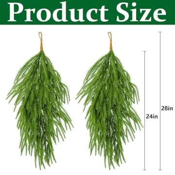 2 Pcs Artificial Christmas Teardrop Swag- 28" Faux Pine Needles Teardrop Door Swag- Christmas Norfol...