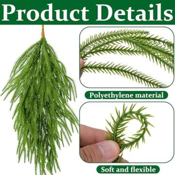 2 Pcs Artificial Christmas Teardrop Swag- 28" Faux Pine Needles Teardrop Door Swag- Christmas Norfolk Greenery Teardrop Wreath for Xmas Holiday Door Table Mantle Fireplace Indoor Outdoor Decor