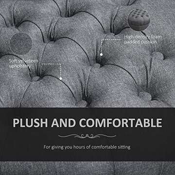 HOMCOM Retro High Back Armless Royal Accent Chair Fabric Upholstered Tufted Seat for Living Room, Grey