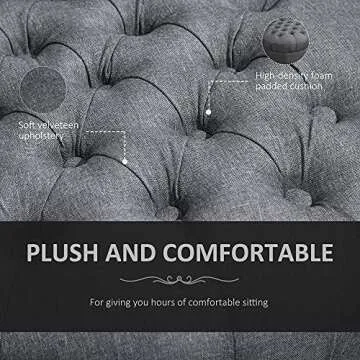 HOMCOM Retro High Back Armless Royal Accent Chair Fabric Upholstered Tufted Seat for Living Room, Grey