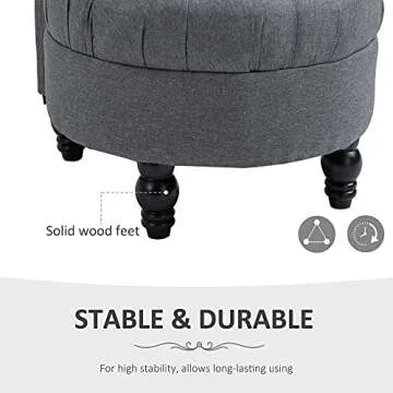 HOMCOM Retro High Back Armless Royal Accent Chair Fabric Upholstered Tufted Seat for Living Room, Grey