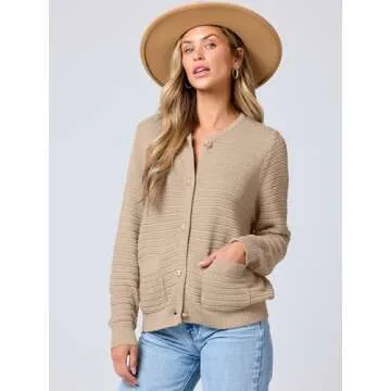 Stylish ANRABESS Women's Tweed Knit Cardigan Sweater