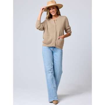 Stylish ANRABESS Women's Tweed Knit Cardigan Sweater