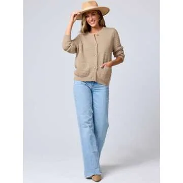 Stylish ANRABESS Women's Tweed Knit Cardigan Sweater