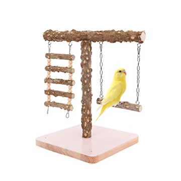 Bird Tabletop Training Perch Play Stand, Portable Parrot Swing Toys Wood Bird Cage Toys, Bird Perche...