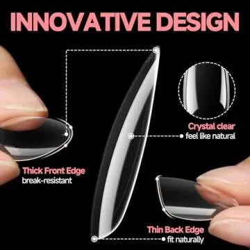 UNA GELLA Almond False Nails, 504pcs Soft Gel Tips, Clear, Medium, 12 Sizes, for Nail/Dip/Poly Extensions, Press On Nails