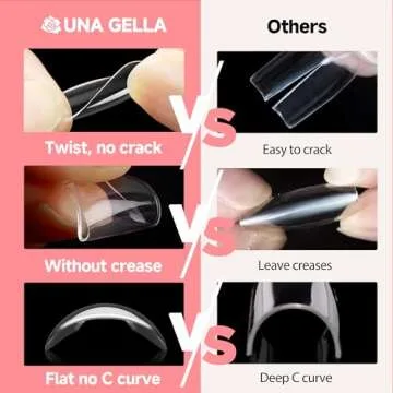 UNA GELLA Almond False Nails, 504pcs Soft Gel Tips, Clear, Medium, 12 Sizes, for Nail/Dip/Poly Extensions, Press On Nails