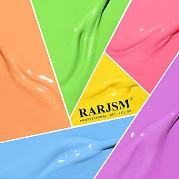 RARJSM Nail Art Liner Gel Polish 6pcs Set Marshmallow Pastel Yellow Green Blue Purple Orange Pink Spring Summer Colors Line Gel Painting for Nail Design Bulid in Thin Brush Curing Requires 8ml