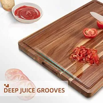 Large Acacia Wood Cutting Boards for Kitchen, 24 x 18 Inch Extra Large Wooden Cutting Board with Juice Groove, Reversible Butcher Block Cutting Board for Meat and Veggies