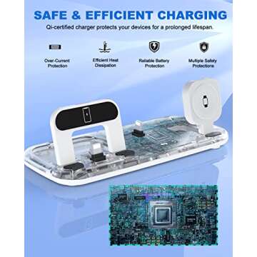 Foldable 3 in 1 Charging Station,18W Fast Charger Stand for Multiple Apple Devices Compatible with All iPhone, iWatch, Air Pods, Fast Charge Portable Travel Charger with QC3.0 Adapter