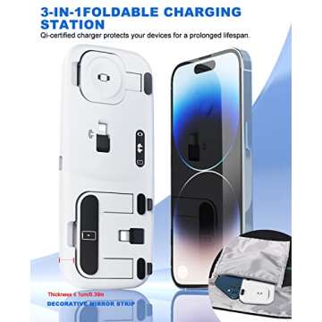 Foldable 3 in 1 Charging Station,18W Fast Charger Stand for Multiple Apple Devices Compatible with All iPhone, iWatch, Air Pods, Fast Charge Portable Travel Charger with QC3.0 Adapter