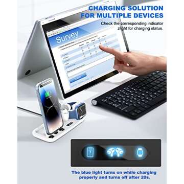Foldable 3 in 1 Charging Station,18W Fast Charger Stand for Multiple Apple Devices Compatible with All iPhone, iWatch, Air Pods, Fast Charge Portable Travel Charger with QC3.0 Adapter
