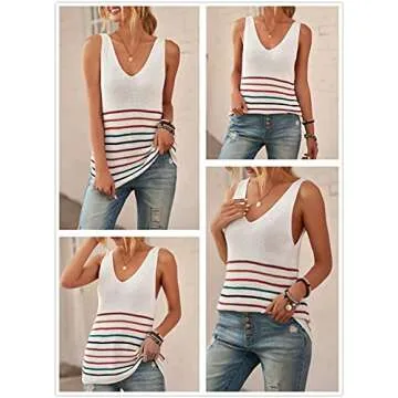 BLENCOT Women Casual Striped Knit Tank Tops for Summer