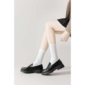 ACCFOD White Crew Socks for Women 9-11 - Stylish Athletic Cotton Crew Socks