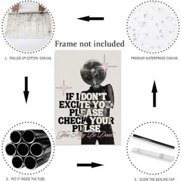 Vintage Pink Canvas Wall Art Set of 3 Funky Hot Girl Pictures You Look So Good Poster Preppy Trendy Paintings Home Wall Decor Aesthetic Disco Ball Bar Cart Prints for Apartment Dorm (12x16in) Unframed