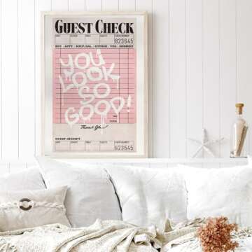 Vintage Pink Canvas Wall Art Set of 3 Funky Hot Girl Pictures You Look So Good Poster Preppy Trendy Paintings Home Wall Decor Aesthetic Disco Ball Bar Cart Prints for Apartment Dorm (12x16in) Unframed