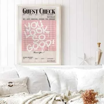 Vintage Pink Canvas Wall Art Set of 3 Funky Hot Girl Pictures You Look So Good Poster Preppy Trendy Paintings Home Wall Decor Aesthetic Disco Ball Bar Cart Prints for Apartment Dorm (12x16in) Unframed