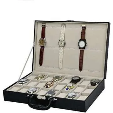 FANCUF Black Watch Case Display Storage Box 1