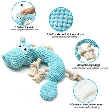 Dog Toys for Aggressive Chewers, Tough and Durable Squeaky Toys Pet Pupp Animals Toy with Cotton Mat...
