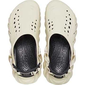 Crocs Unisex-Adult Echo Clog, Bone/Black, 7 Women/5 Men