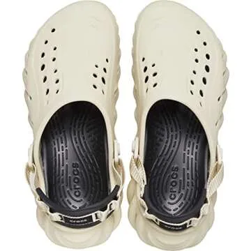 Crocs Unisex-Adult Echo Clog, Bone/Black, 7 Women/5 Men