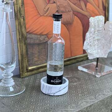 Fox Run 48758 White Marble Wine Bottle and Glass Stand, 5 x 5 x 2 inches