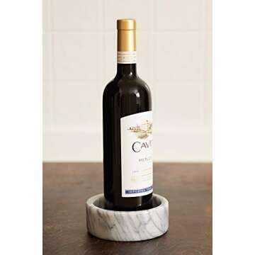 Fox Run 48758 White Marble Wine Bottle and Glass Stand, 5 x 5 x 2 inches